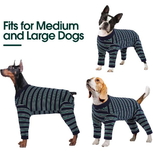 Kuoser Dog Surgery Suit Female Spay, Soft Dog Pajamas, Long Sleeve Puppy Recovery Suit, Pet Clothes Onesie for Surgery, Doggie Neuter Spay Bodysuit