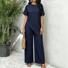 Completi Casual Estivi da Donna 2 Pezzi Top a Manica Corta Girocollo con Orlo Asimmetrico e Pantaloni Lunghi Abbigliamento per il Relax