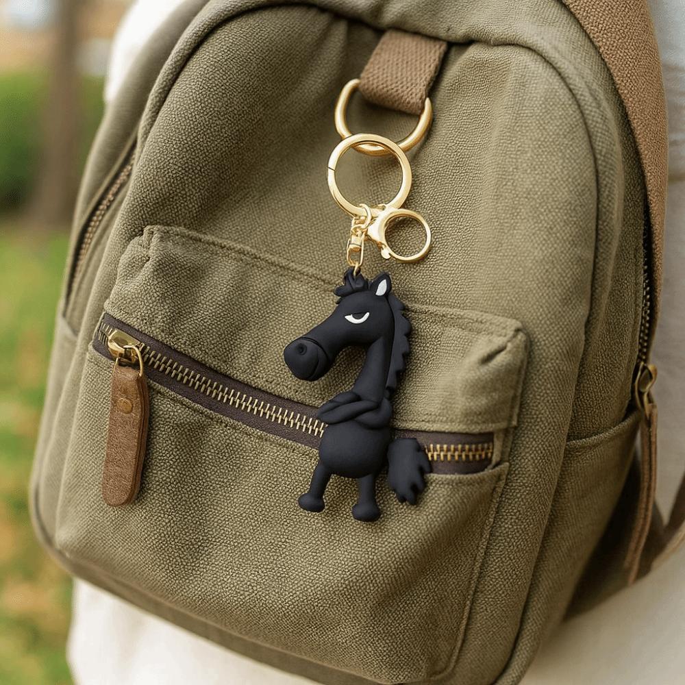 Simulation Horse Keychain Cold-Hearted Black Horse Bag Ornament Lucky Horse Mascot  Party Favors