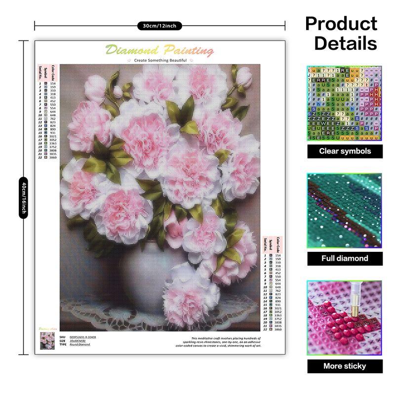 Diamant-Malerei, rosa Blume, vollflächige Diamant-Stickerei, Rose, dekoratives Kreuzstich-Set, Heimdekoration