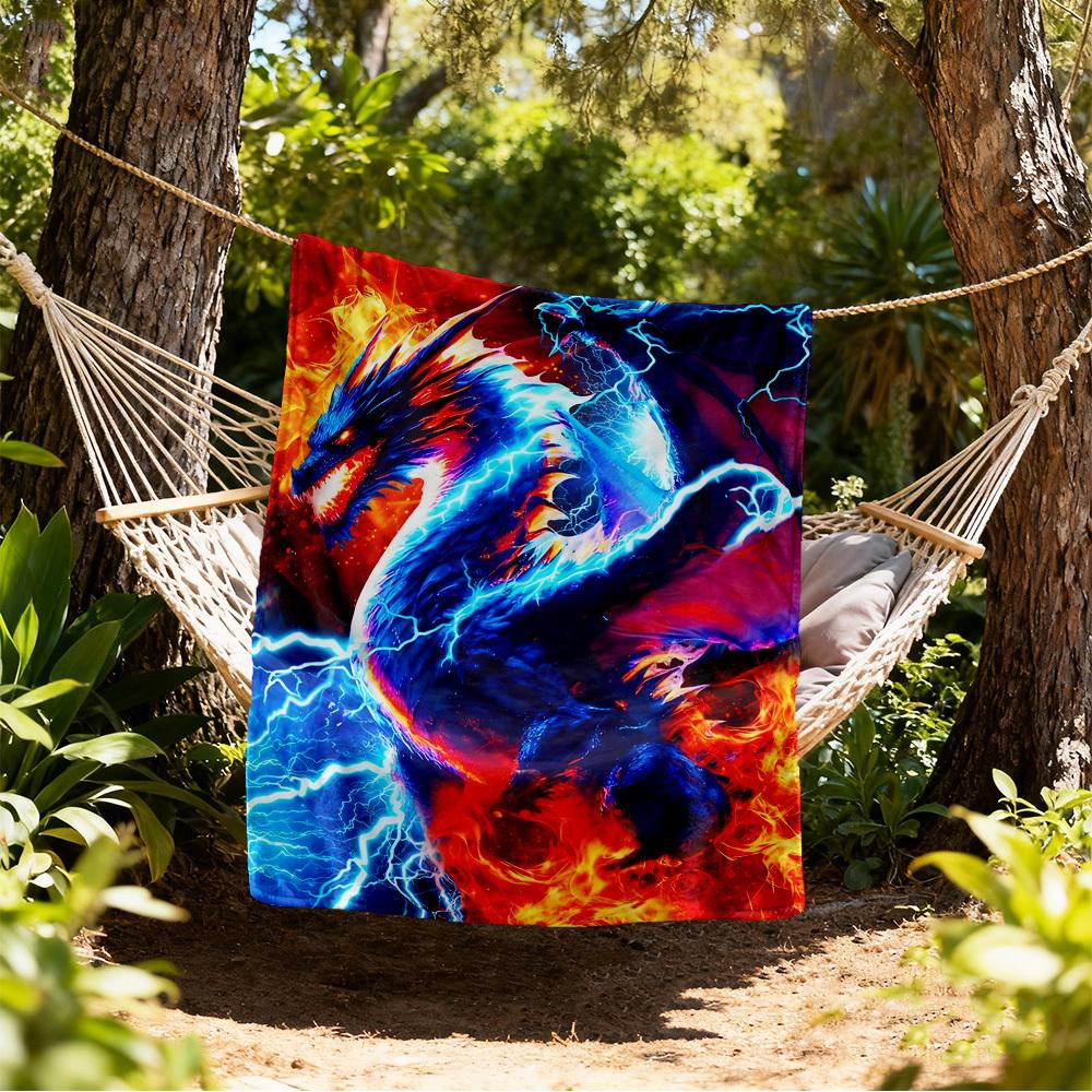 Electric Dragon Fire Outdoor Flannel Blankets, travel, Home Blankets, Suitable for All Seasons,Christmas Gifts. R1127255