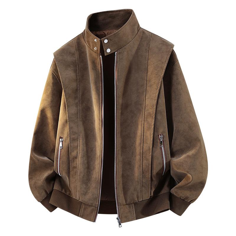 Leather Jacket Men's Autumn New PU Leather Jacket Middle-aged Men's Thin Large Size Leather Jacket Casual Leather Jacket