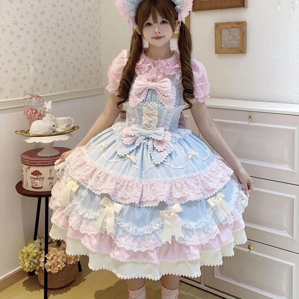 White Sugar Girl Original Lolita Summer Knit Strap Dress