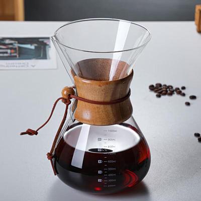 Shangqi Glas Pour Over Kaffeekanne mit Holzgriff