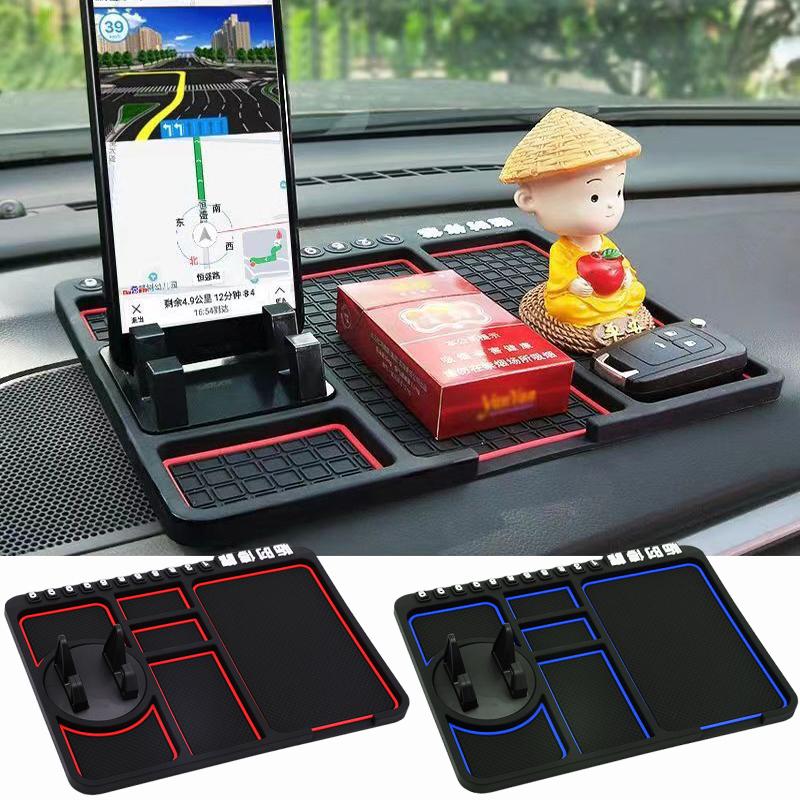 4in1 Car Phone Holder Car Parking Number Card Multifunctional Non-Slip Mat Silicone Dashboard Anti Slide Pad Navigation Support