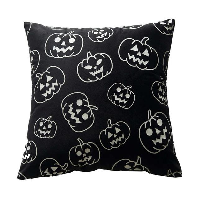 Pumpkin Halloween Polyester Fluorescent Night Light Pillowcase Cushion Home Bedroom Hotel Car Seat Decorative Pillowcase 45x45cm