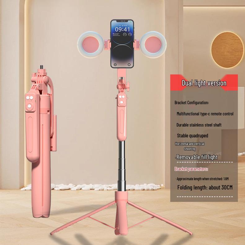 Bluetooth Selfie Stick & Tripod Stand: Anti-Shake, Retractable, 360° Rotation for Live Broadcasts
