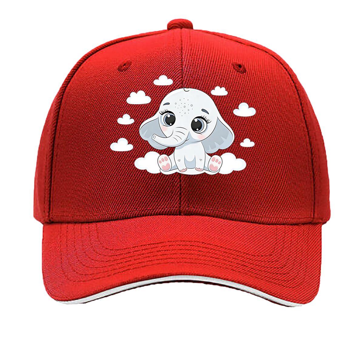 Cute Elephant Print Baseball Cap Cartoon Animal Dad Hat Vintage Adjustable Strap Solid Color Hat F Sandwich Baseball Cap One Size