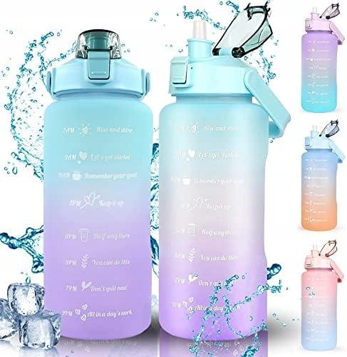 Water Bottle Sports Bottle 2L WITH a Tritan Straw Motivational