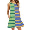 Women's Fashion Beach Dress Sleeveless Round Neck Stripe Print Dress