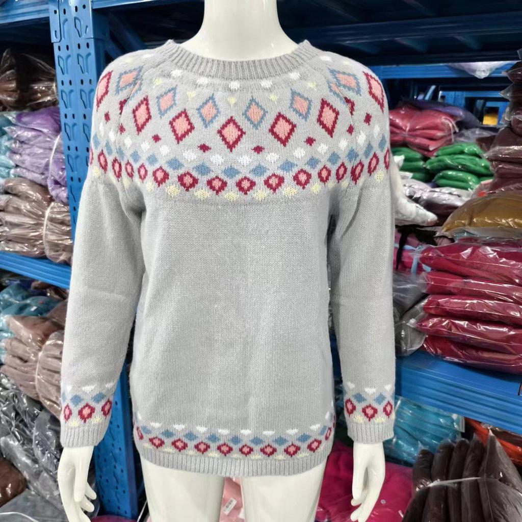 Women's New Color-Block Round Neck Fashion Sweater