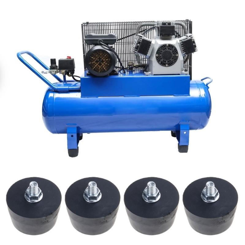 Wytrzymałe Stopki Zamienne do Kompresora Powietrza Zestaw 4 szt. Antypoślizgowa Gumowa Podstawa Ze Śrubami i Nakrętkami do Redukcji Wibracji w Przemysłowych Urządzeniach Pneumatycznych