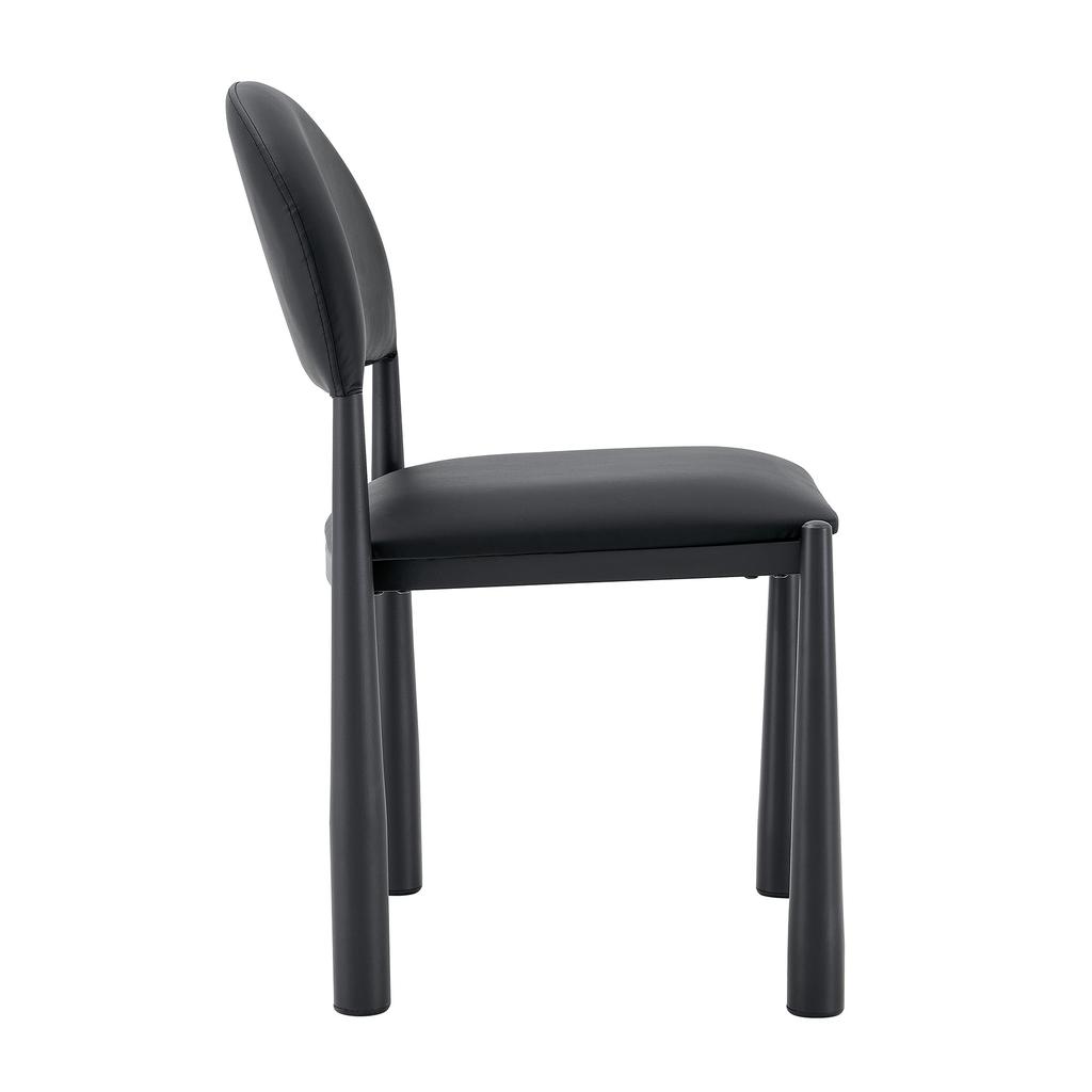 Set of 2 Modern Dining Chairs, Upholstered Chair with Semi-Circular Backrest, PU Leather & Metal Legs, Chairs Only Included, No Table, 80cm High