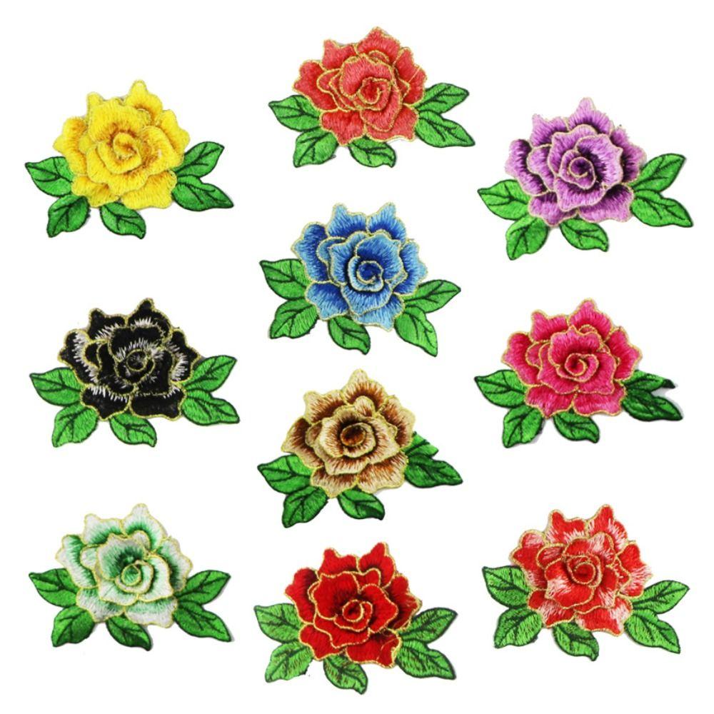 Elegant Polyester Fiber Embroidery Flower Patch DIY Handmade 11*8CM Sew On Patch Clothing Accessories Floral Patches Dress
