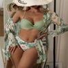 New Three-point Three-piece Overcoat Long-sleeved Split Swimsuit Women's Bikini