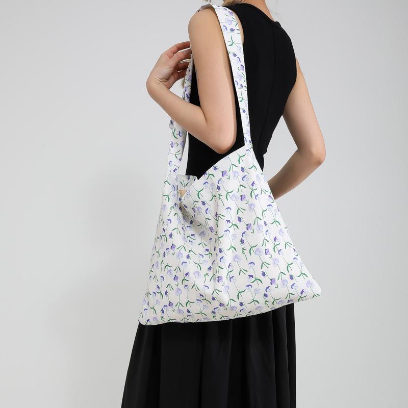 New Spring and Summer Korean Floral Bag Thin Cotton Bag Large Capacity Shoulder Bag Tilt Straddle Women's Bag