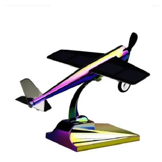 Wind-Solar Hybrid Plane Model - Dual-Power Experiment with Charging Battery & LED Lights (Science Class Project for Teens 6+) Colorful