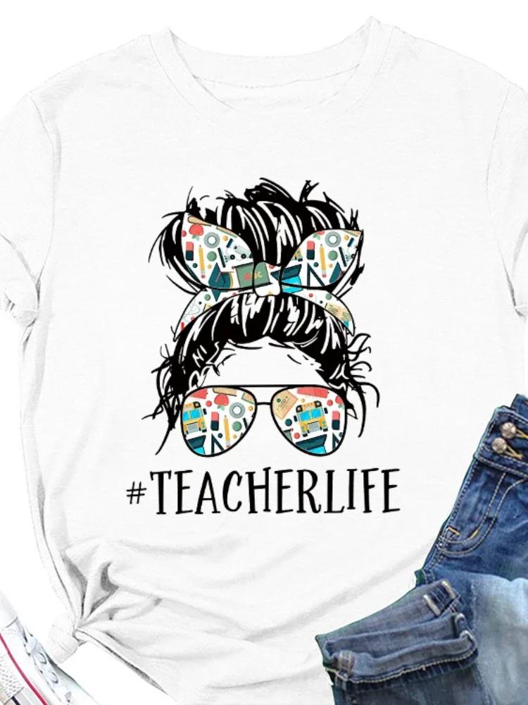 TEACHERLIFE Skull Head Print Women T Shirt Short Sleeve O Neck Loose Women Tshirt Ladies Tee Shirt Tops Camisetas Mujer