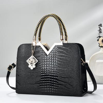 Handbag Crocodile Pattern Bright Leather Shoulder Messenger Bag Women's Bag Quality
