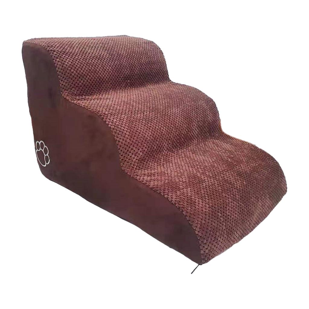Dog Stairs for Small Dogs 3 Tier Dog Ramp with Polar Fleece Cover for Bed and Couch Non Slip Indoor Slope Stairs for