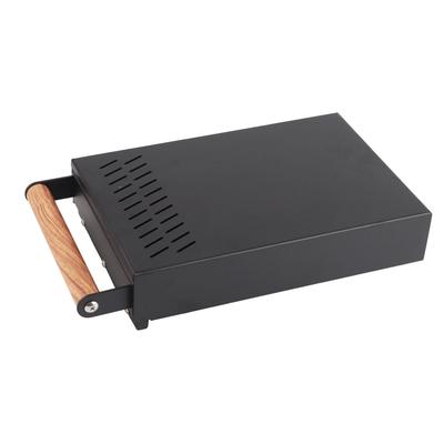 Coffee Knock Drawer Box Thickened Stainless Steel Coffee Ground Knock Container with Handle Black