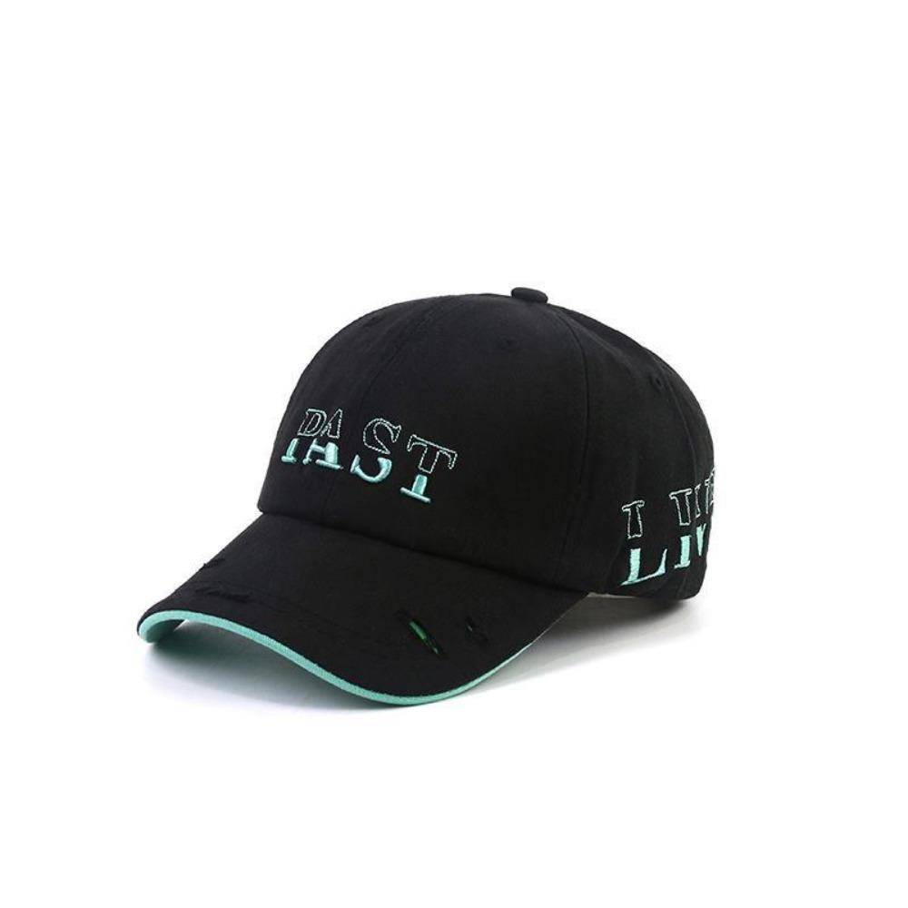 Letter Embroidery Tattered Jeans Sun Hat Cotton Peaked Cap Simple American Retro  Baseball Cap  Men