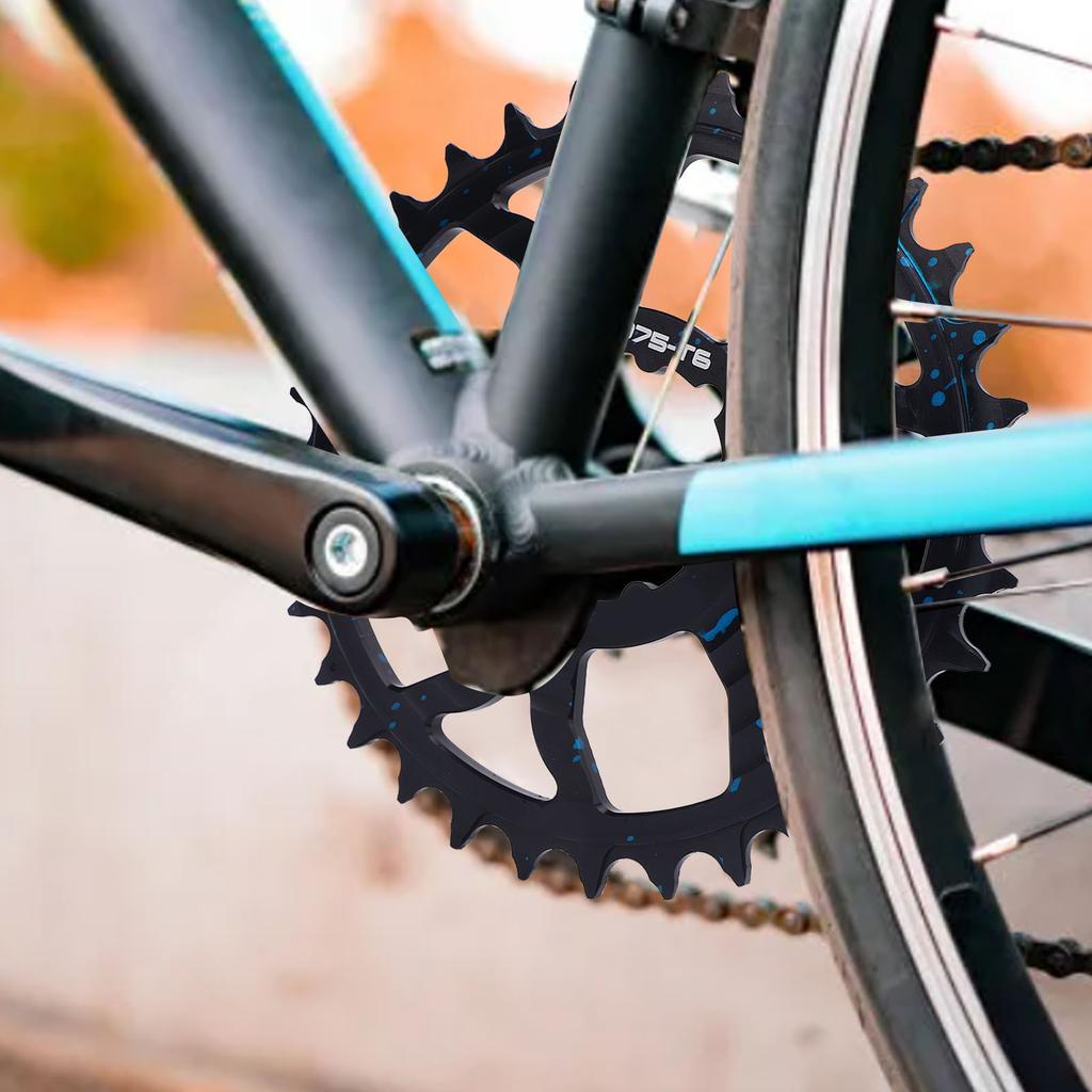 Bike Chainring 32T Round Chainwheel Hollow Aluminium Alloy Single Chain Ring Positive and Negative T