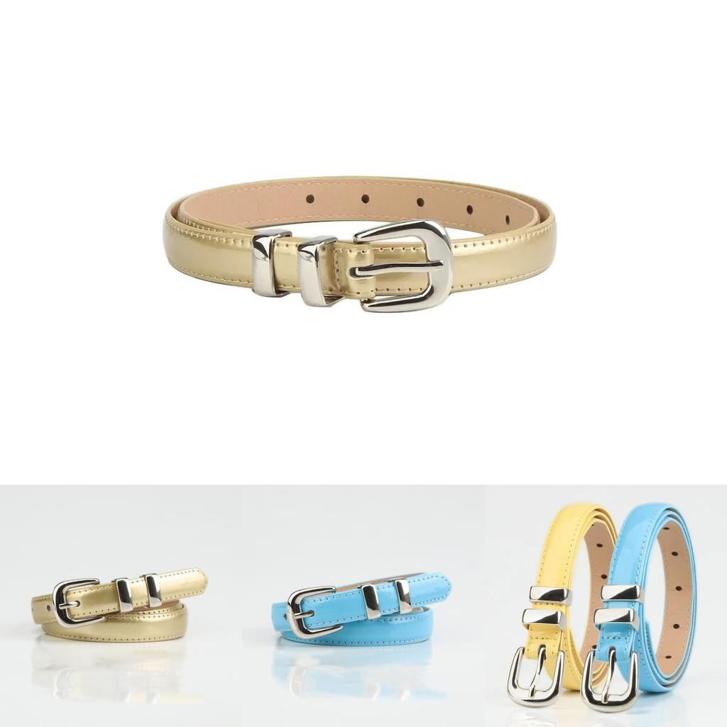 Elegant Womens Faux Leather Belt With Geometric Metal Buckle Trendy Versatile Accessory For Office And Outings