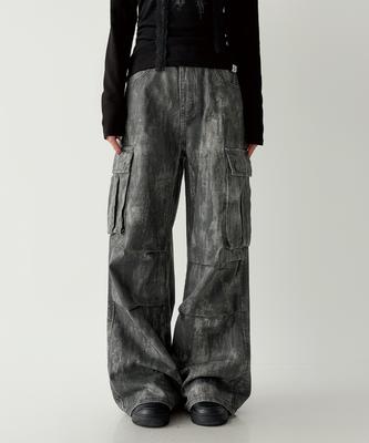 THE GREEN LAB Vintage Washed Cargo Denim [Dark Grey]