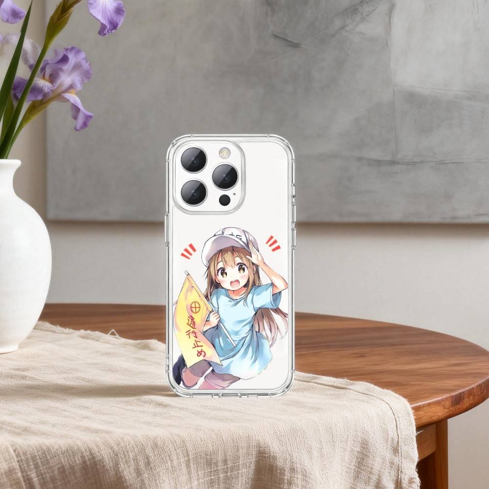 Manga C-Cells at Work Phone Case For iPhone17p,16,15,14,13Pro Max,us,Soft Silicone Transparent Cover