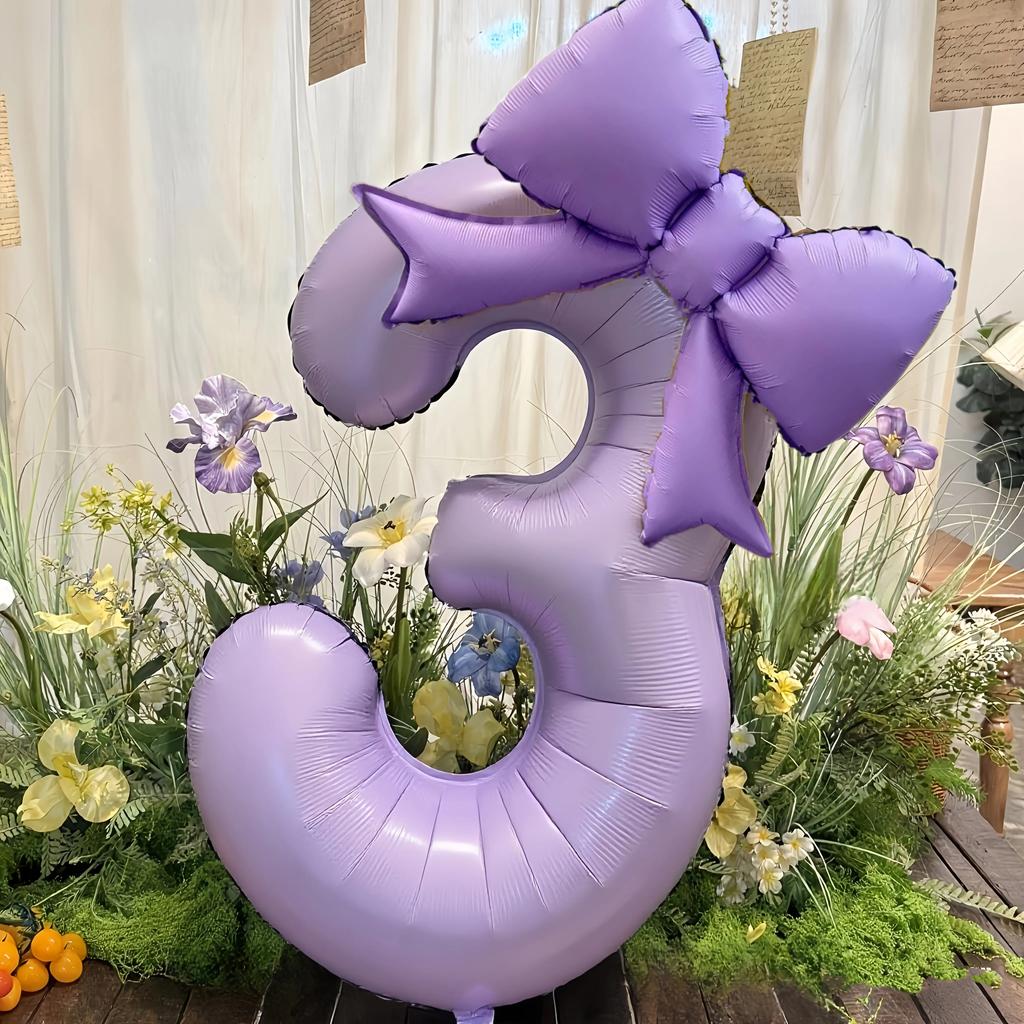 Bow 40inch Cream Purple Number 0-9 Balloon Children Adult Birthday Decoration Festive Party Supplies Anniversary Balloon