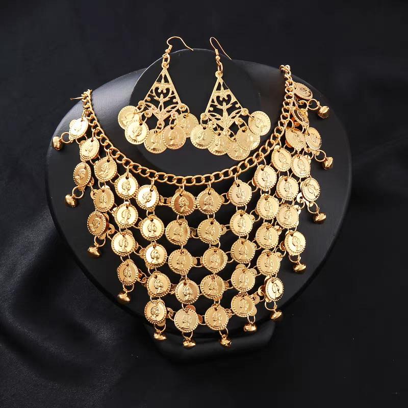 Luxus Gold Plated Münze Bauchtanz Hüftkette Gürtel Böhmisch Legierung Kostüm Zubehör