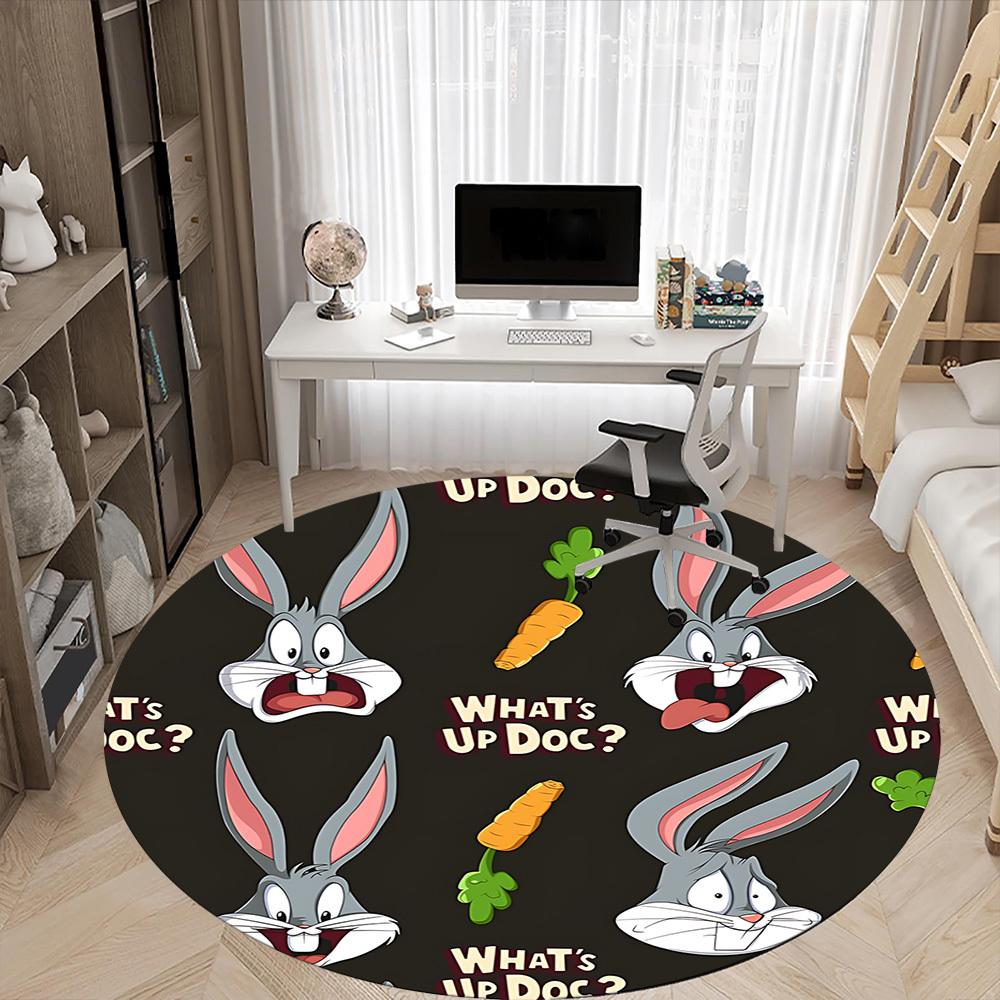 1pc Bugs Bunny Carrot Office Round Area Rug, Under Office Chairs Bedroom Living Room Home Decor A1022294