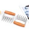 Stainless Steel Bear Claw Meat Shredders with Wooden Handles