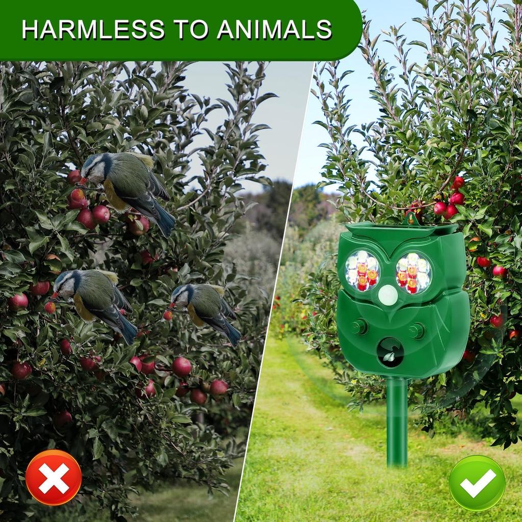 Solar Animal Repeller Ultrasonic Cat Repellent for Yard with Motion Sensor, Effective Deterrent Cats, Dogs, Deer, Raccoons, Skunks, Squirrels