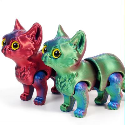 Entzückende PLA-Katzenfigur Bewegliche Gelenke 3D-gedrucktes Katzenspielzeug 16cm Stressabbau Fidget Geschenk