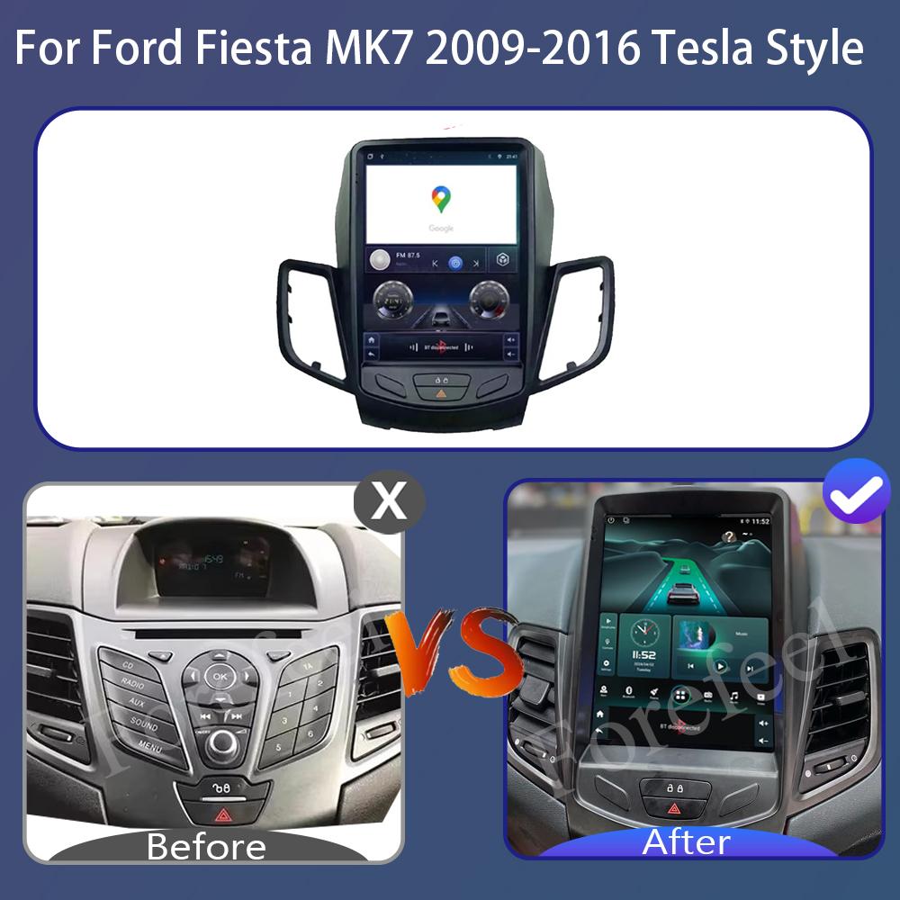Car Radio For Ford Fiesta MK7 2009-2016 Tesla Style Car Radio Multimedia Auto Autoradio Carplay GPS Navigation Head Unit NO DVD