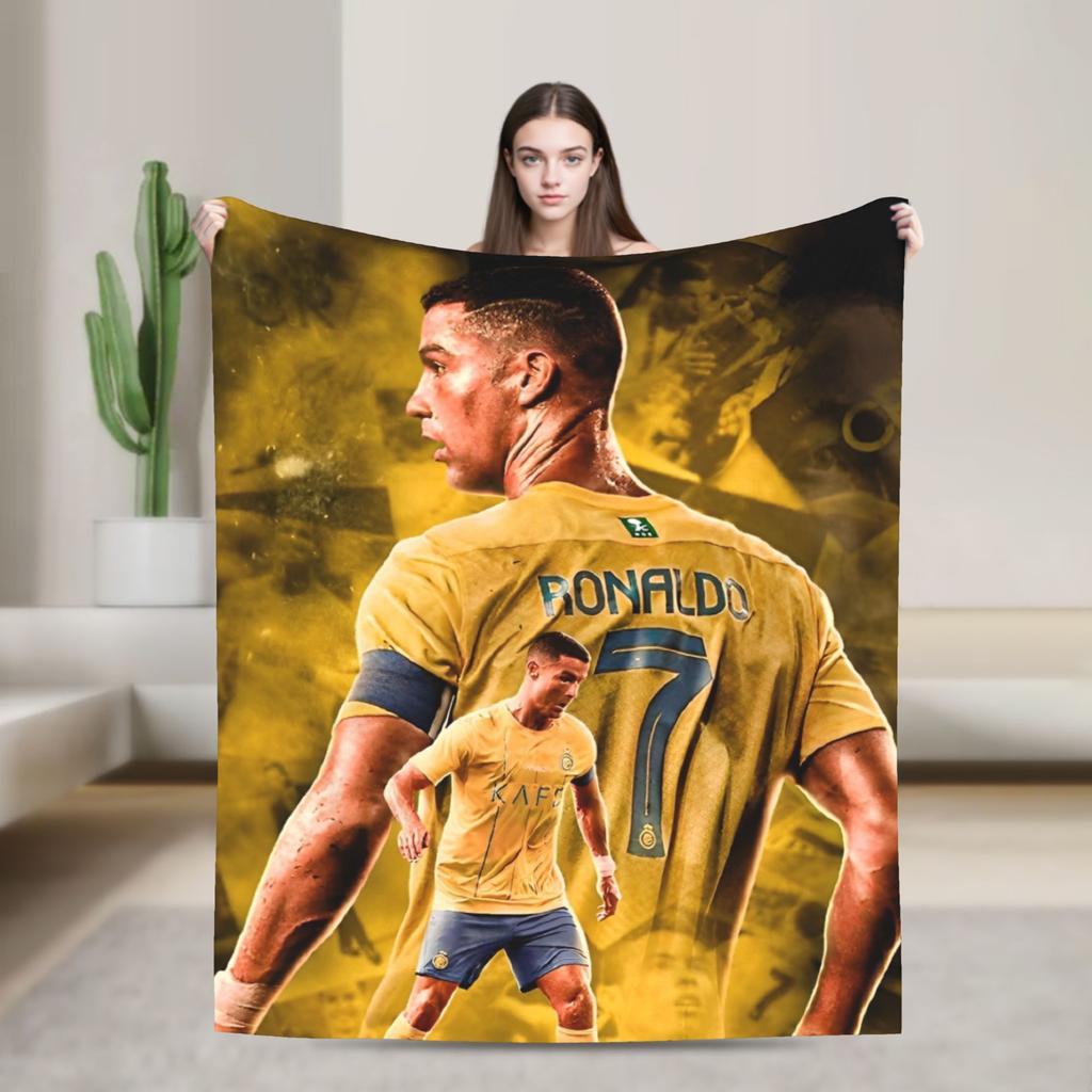 C Ronaldos Football Soccer Blankets  Flannel Funny Breathable Throw Blankets for Home  Winter