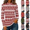 Women's Casual Knit Long Sleeve T-Shirt with High Neck Christmas Print
