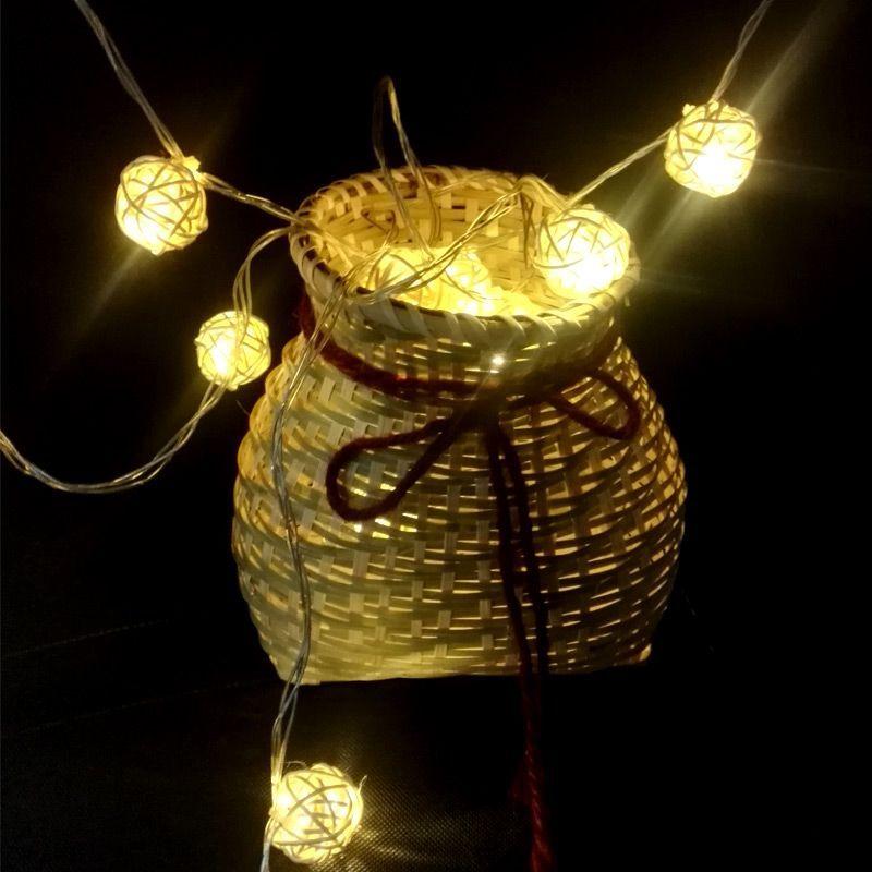 Solar Globe String Light Outdoor 20 LED 5m Rattan Ball Lamp 8 Modes Waterproof Solar Powered Fence Light for Garden Yard Gazebo