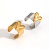 New Fashion 18K Gold Copper Color Metal Texture Heart Stainless Steel Open Rings Waterproof Accessories Jewelry