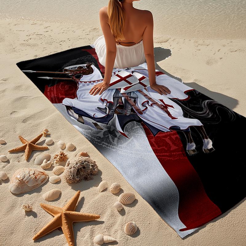 Knightly Warrior In Armor Beach Towel, Super Soft Microfiber, Gift for Her/Him, Birthday, for Pool, Beach, Travel, Home Decor Fan Gifts