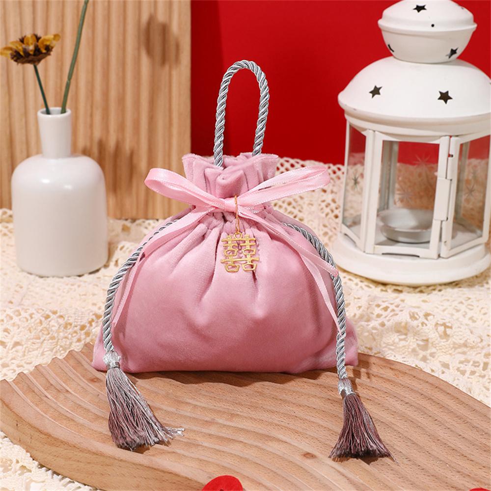 Velvet Candy Box Gift Bag Velvet Cloth Drawstring Tassel Bag Wedding Party Candy Pouches Wedding Party Fashion Drawstring Pocket