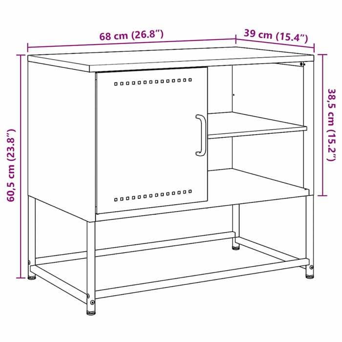 VidaXL Meuble TV noir 68x39x60,5 cm acier, support TV, buffet TV, meuble multimédia, banc TV, armoire hifi, centre de 846518