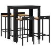 VidaXL Ensemble de bar jardin 5 pcs noir poly rotin/bois massif acacia, ensemble de table de bar, ensemble de pub, ensemble 3187708