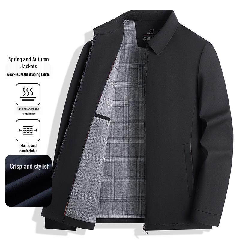 Men's Spring/Autumn Lapel Jacket: Middle-Aged Business Casual Slim-Fit Coat