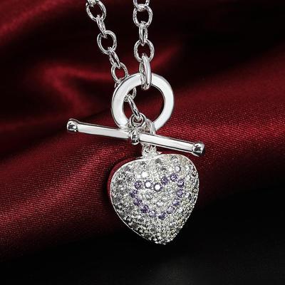 AAA Zirkon Herz Halskette 925 Sterling Silber Modeschmuck