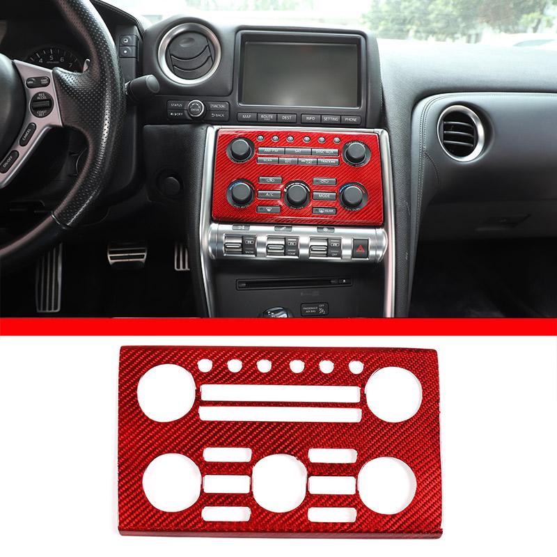 For Nissan GTR R35 Real Carbon Fiber Car Central Control Gear Panel Decorative Frame Central Control Set Sticker Auto Parts