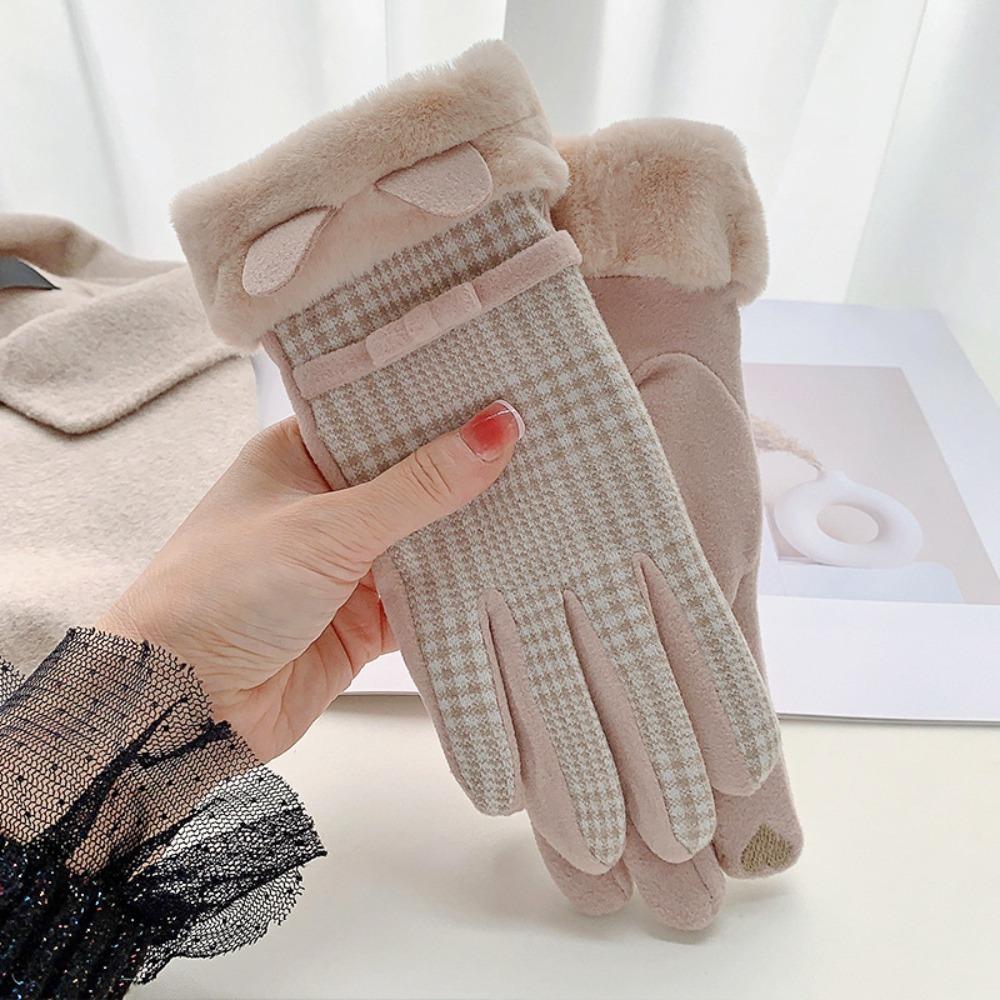 Warm gloves women's winter velvet thickened suede autumn and winter cold touch screen new cycling skiing gloves
