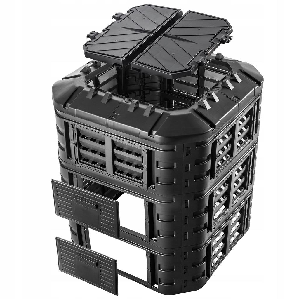 KADAX Garden Composter Modular 860L Frost-resistant Year-Round Black